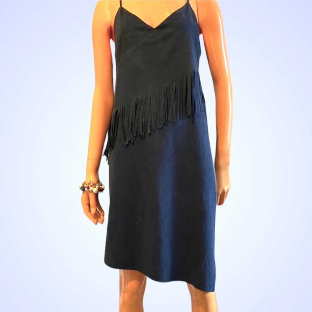ON TWELFTH Faux Suede Fringe Hemmed Slip Dress NWT
